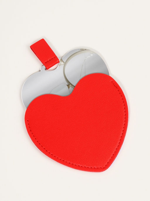 Зеркало карманное «Сердце», 8.4×9.5 см, в чехле из искусственной кожи, красное