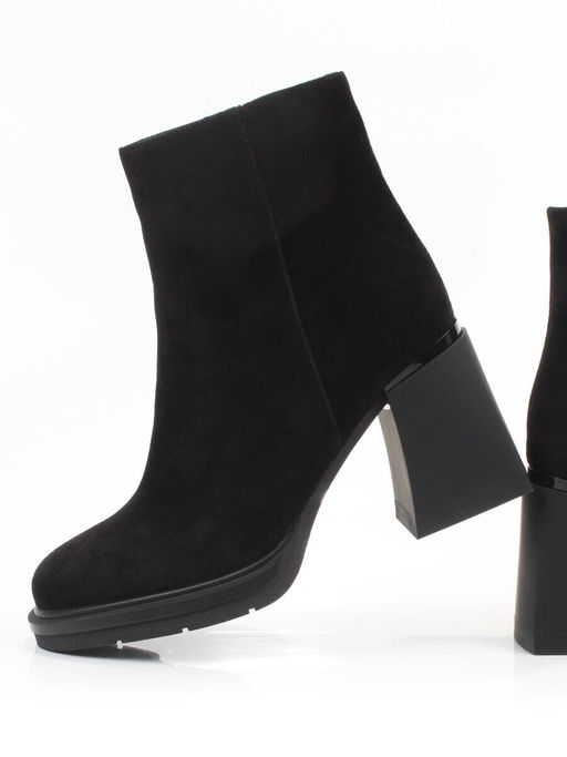 04-M3-9203 BLACK Ботильоны зимние женские (натуральная замша, натуральный мех)