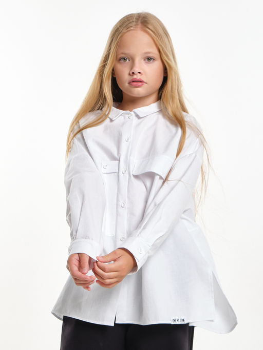 Рубашка для девочки подросткам школьная форма оверсайз UD 7953 белый - Mini maxi фото 7