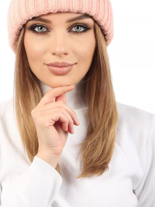 Объемная вязаная шапка бини с отворотом - Pretty mania фото 13