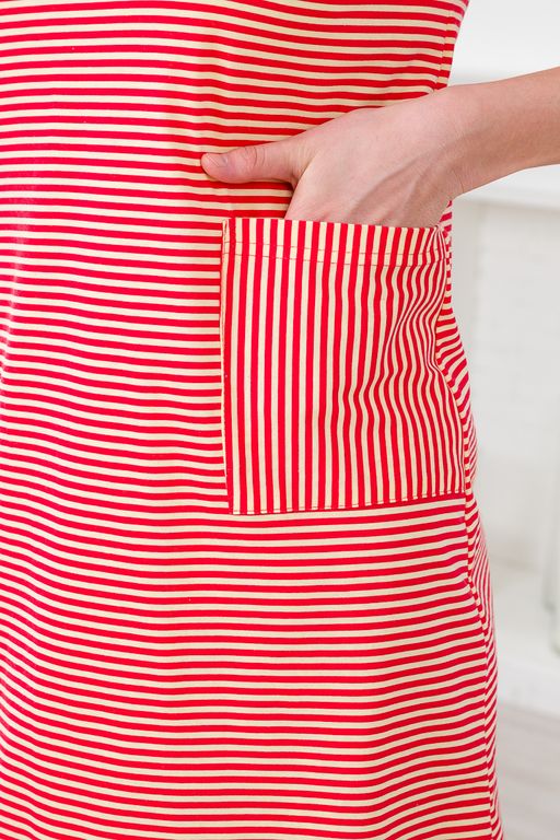 Туника женская из кулирки Руслана красная полоса на бежевом - Амадэль фото 6