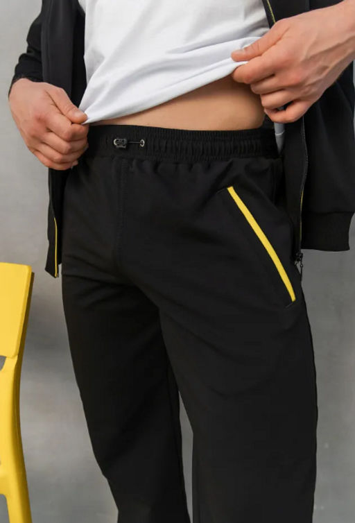 Утепленный костюм Футер 3-х ниточный М-1617: Чёрный / Жёлтый - Relay фото 20