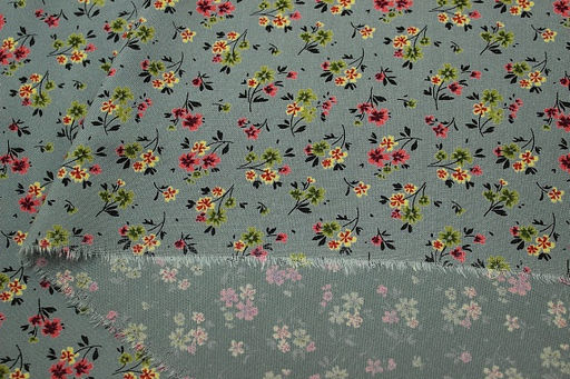 Штапель Премиум Воздушные букетики цв.т.голубая ель, ш.1.45м, вискоза-100%, 120гр/м.кв - Купава фото 7