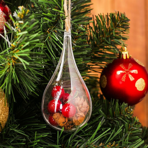 Елочная игрушка с природным декором Капля с шишками - Лесная мастерская фото 4