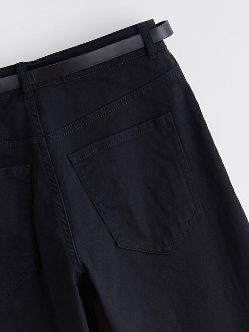 Beli Kemerli Wideleg Kad?n Jean Pantolon
