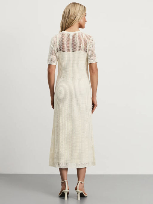 Полупрозрачное вязаное платье из хлопка с подкладкой / Zarina  фото 5