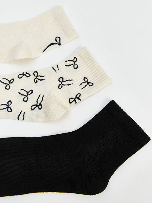 Bask?l? Kad?n Soket ?orap 3l?