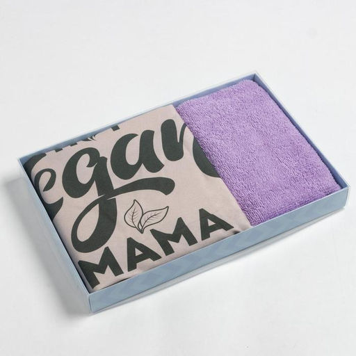 Подарочный набор Этель Vegan mama: фартук 70?60 см, полотенце 30?60 см, 100% хлопок