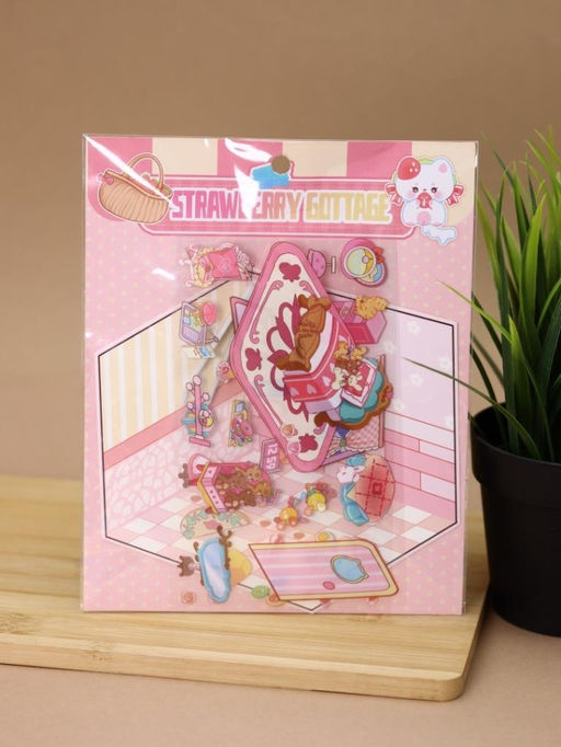 Наклейки+пинцет для творчества румбокс "Розовая спальня", розовые (16*20 см)