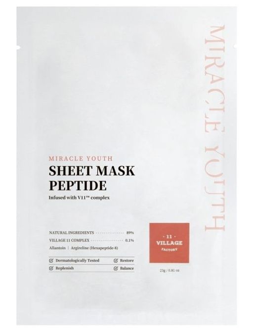 1ШТ VILLAGE 11 FACTORY MIRACLE YOUTH SHEET MASK PEPTIDE Антивозрастная тканевая маска для лица с пеп