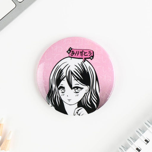 Цена за 10 шт. Значок закатной Аниме милая девочка, d=5.6 см