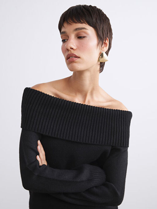 Kay?k Yaka Kad?n Triko Kazak