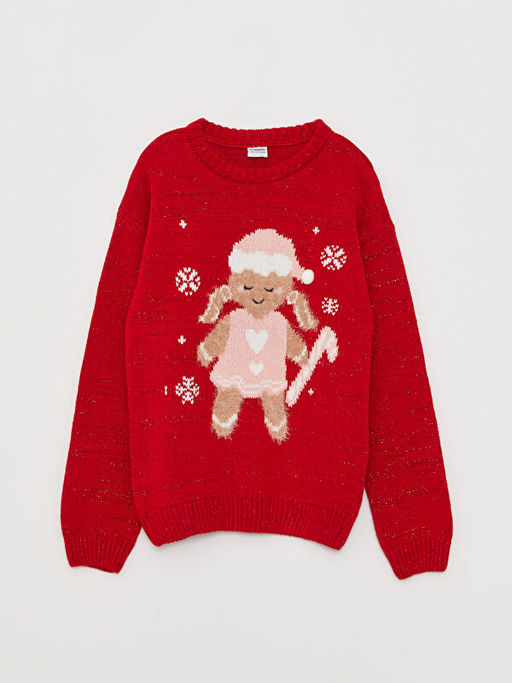 Bisiklet Yaka Desenli Uzun Kollu K?z ?ocuk Triko Kazak - Waikiki фото 2