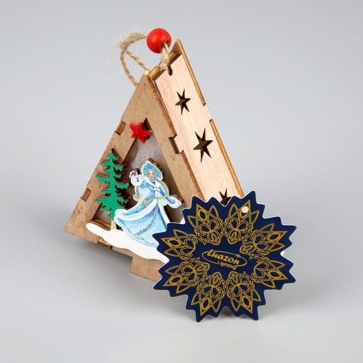 Ёлочная игрушка Ёлочка со Снегурочкой, 12х10х3 см, 1 LED, от батареек, свечение тёплое белое - Luazon lighting фото 4