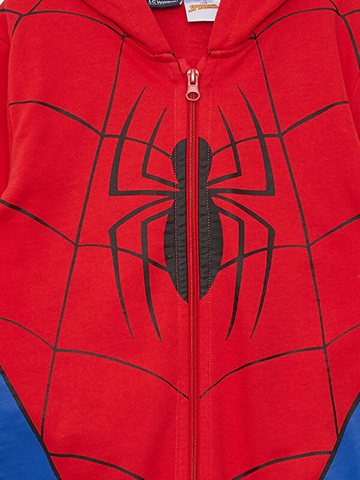 Kap??onlu Spiderman Bask?l? Uzun Kollu Erkek ?ocuk Fermuarl? Sweatshirt - Waikiki фото 3
