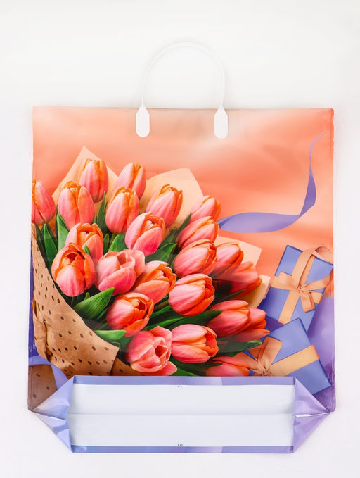 Цена за 10 шт. Пакет подарочный Белиссимо, полиэтиленовый с пластиковой ручкой, 40?44, 100 мкм