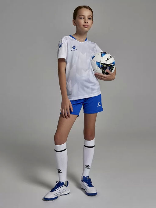 Детская футбольная форма KELME Short-Sleeved Football Suit (White/Blue)