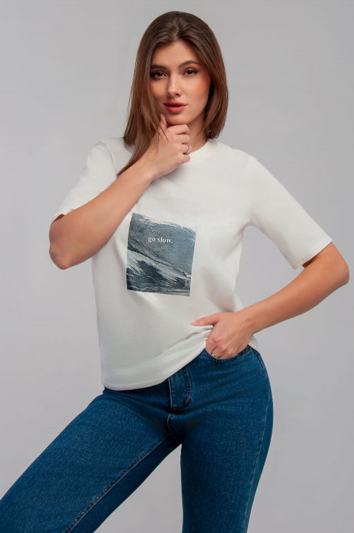 Арт. 31110 Футболка женская 44-52 (5 шт) Цвет:молочный - Калинка фото 8