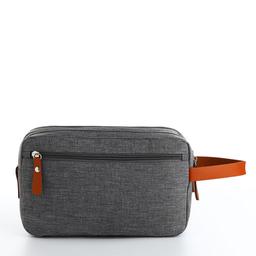 Косметичка дорожная на молнии с ручкой, с отделами, с карманом, серая - Simaland фото 2