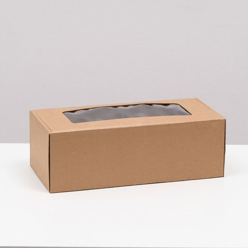 Цена за 5 шт. Коробка самосборная, с окном, крафт, бурая 16 х 35 х 12 см - Simaland фото 2