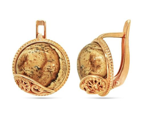 Серьги из серебра яшма, СПН4173п