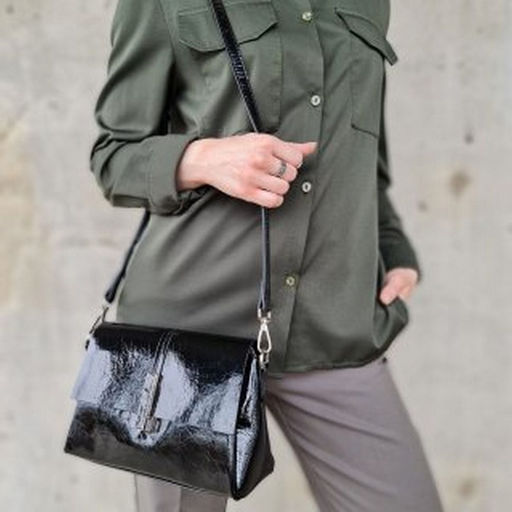 Женская кожаная сумка трапеция через плечо 0078-1