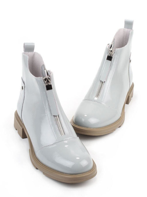 01-M43-9 GRAY/LT. BLUE Ботинки демисезонные женские (натуральная кожа)