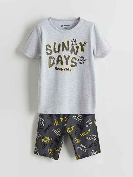 Bisiklet Yaka Erkek ?ocuk ?ortlu Pijama Tak?m?