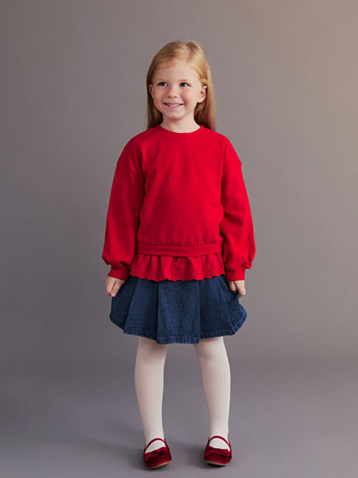 Fisto Detayl? K?z ?ocuk Sweatshirt