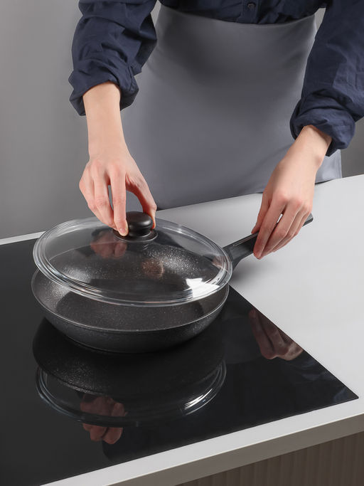 Крышка стеклянная 26 см SATOSHI безободковая с ручкой арт. 848-317