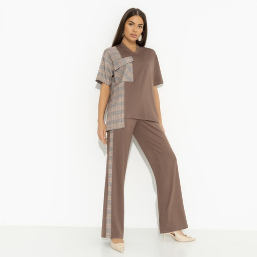 Брючный костюм с карманами Современная утонченность (brown 2 в 1)