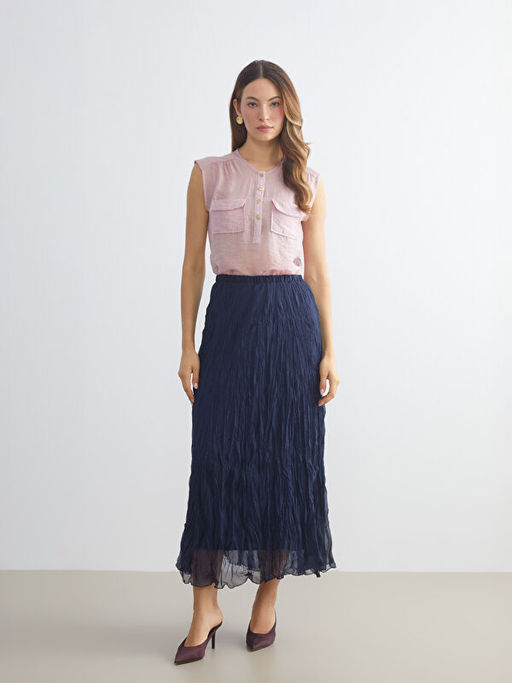 Beli Lastikli Pileli Etek