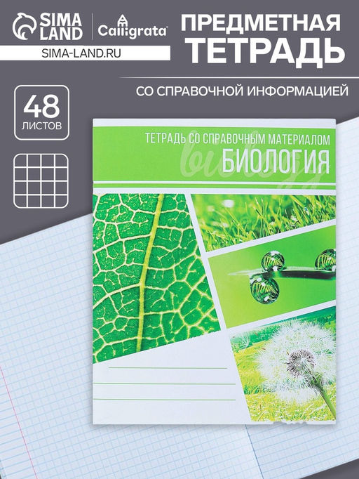 Цена за 4 шт. Тетрадь предметная Коллаж, 48 листов в клетку Биология со справочным материалом, обложка мелованный картон, блок офсет - Calligrata фото 3
