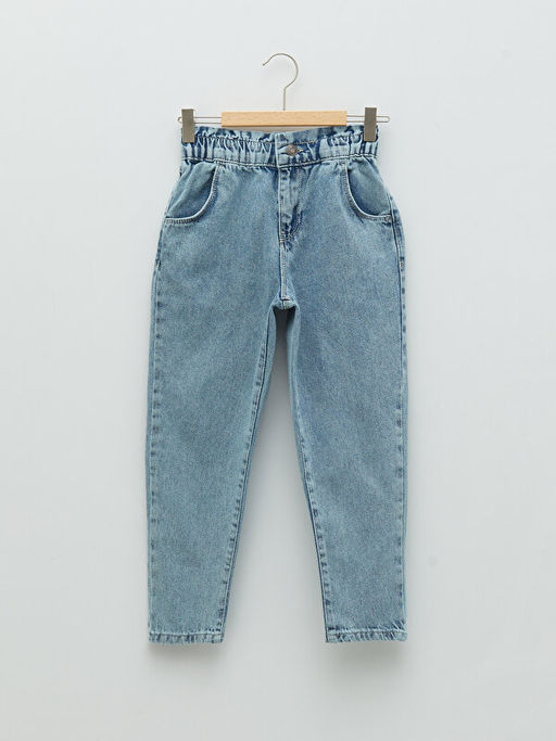 Beli Lastikli Basic Pamuklu K?z ?ocuk Jean Pantolon - Waikiki фото 3