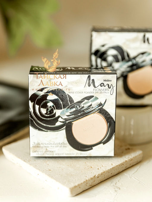 Пудра Компактная Матирующая May Flowers SPF 25 PA+++ MISTINE (S2 светлый беж), 10 гр  фото 2
