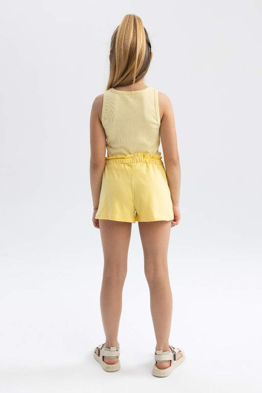 Хлопковые шорты для девочек в бумажном пакете - Defacto фото 6