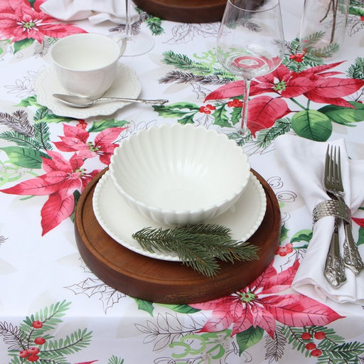 Скатерть Доляна Рождественский букет 145*180 см, 100% п/э  фото 4