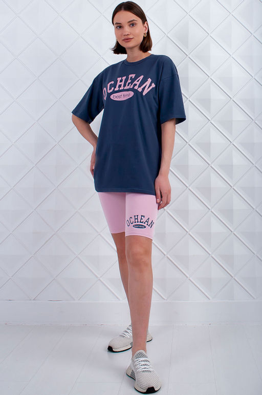 Арт. 5734 Костюм с велосипедками 42-50 (5 шт) Цвет:верх-темно-серый.низ-розовый - Калинка фото 3