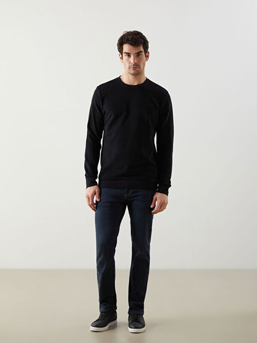 Bisiklet Yaka Uzun Kollu Erkek Sweatshirt