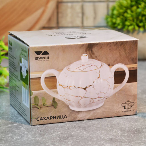 Сахарница 350 мл Lavenir "Золотой мрамор" 176-350 фарфор арт. 00111874