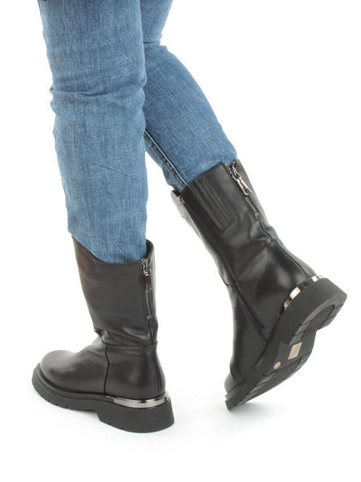 Z4228M BLACK Полусапоги зимние женские (натуральная кожа, натуральный мех) - Фабричный китай фото 3