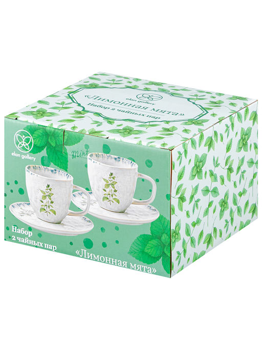 Чайная пара 4 пр. 280 мл 12,5*9*8 см Лимонная мята, фарфор - Elan gallery фото 9