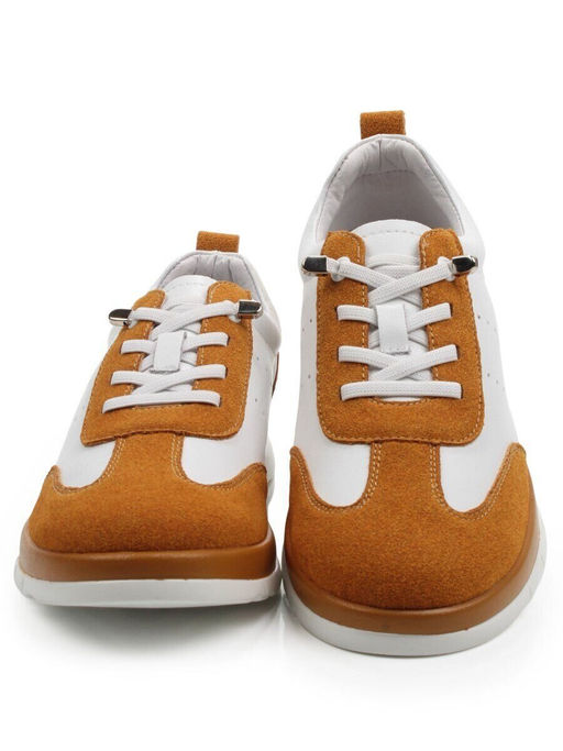 03-YA486-2 WHITE/SAND Кроссовки женские (натуральная кожа, натуральная замша)