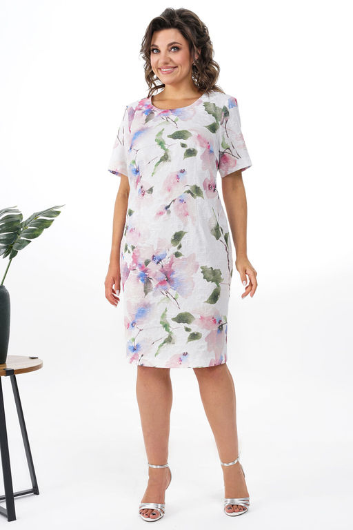 Платье ALANI 2352 молоко+цветы