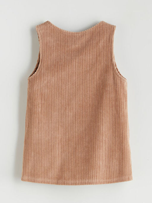 Bisiklet Yaka K?z ?ocuk Kadife Salopet Elbise