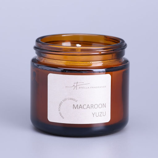 Ароматическая свеча в банке Macaroon yuzu, соевый воск, 50 г, печенье и юзу