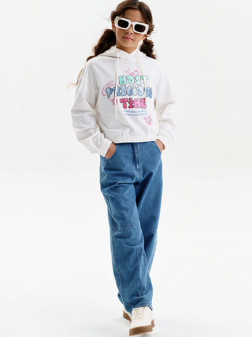 PELICAN, толстовка для девочек, Молочный  фото 4