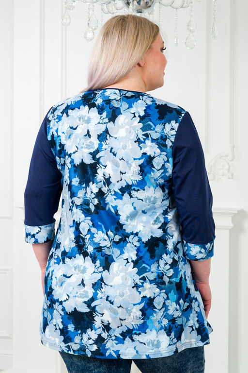 Туника женская из масла Клэр синие цветы