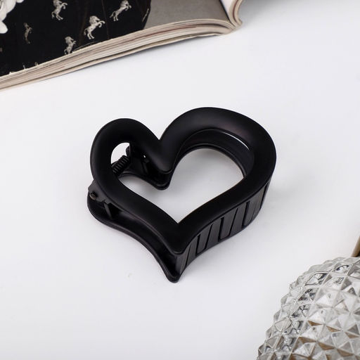 Цена за 6 шт. Крабик для волос «Сердце», 6.5 см, чёрный, МИКС