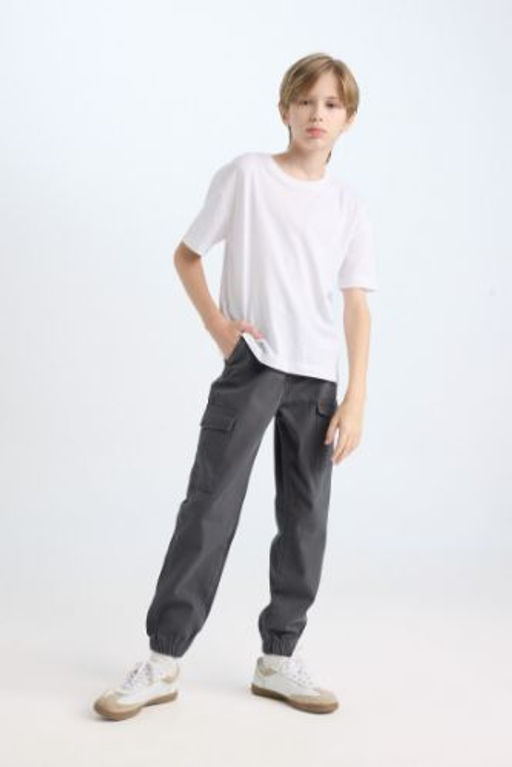 Erkek Cocuk Kargo Cepli Beli Bag?c?kl? Lastikli Paca Jogger Paca Gabardin Pantolon